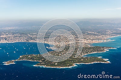 Cap d`Antibes coastline along Juan les Pins and Antibes Stock Photo